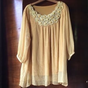 Mustard gold embellished top